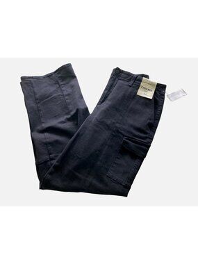 L'AGENCE Womens Jeans Sz 32 Long Black Zip Cuff Cargo Skinny Stretch Cotton NWT